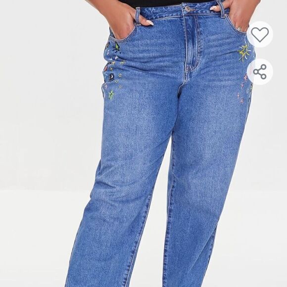Forever 21 Plus Size Embroidered Star Jeans size 3X - Picture 1 of 11